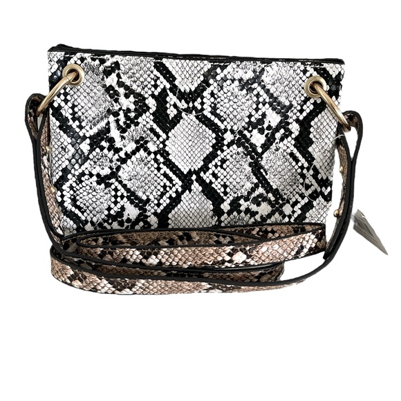 Handbags - TRI-COLOR SNAKE PRINT MULTI COMPARTMENT BOUTIQUE CROSSBODY BAG